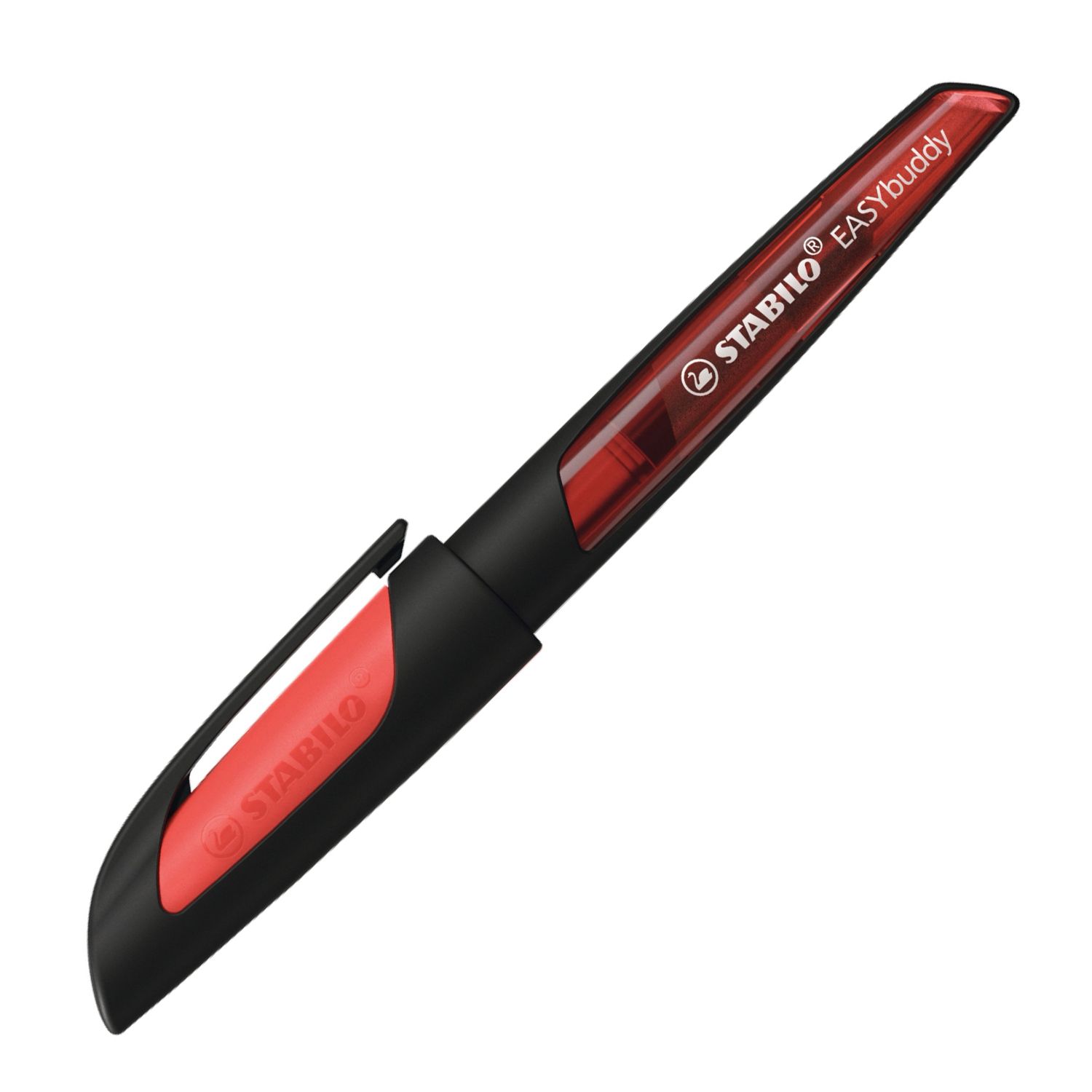 Schulfüller mit Standard-Feder M - EASYbuddy in schwarz/rot - Schreibfarbe blau (löschbar) - Einzelstift - inklusive Patrone