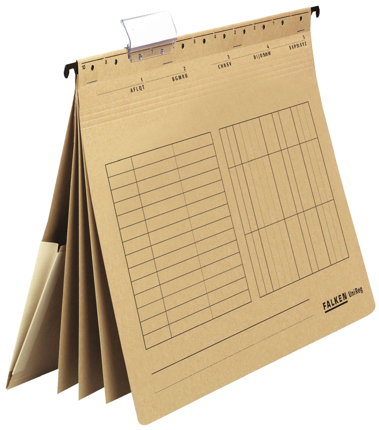 Personalhefter Falken UniReg 80002363, DIN A4, kaufmännische Heftung, 4 Heftungen, 1 Innentasche, Manila-Recycling-Karton 230g, braun
