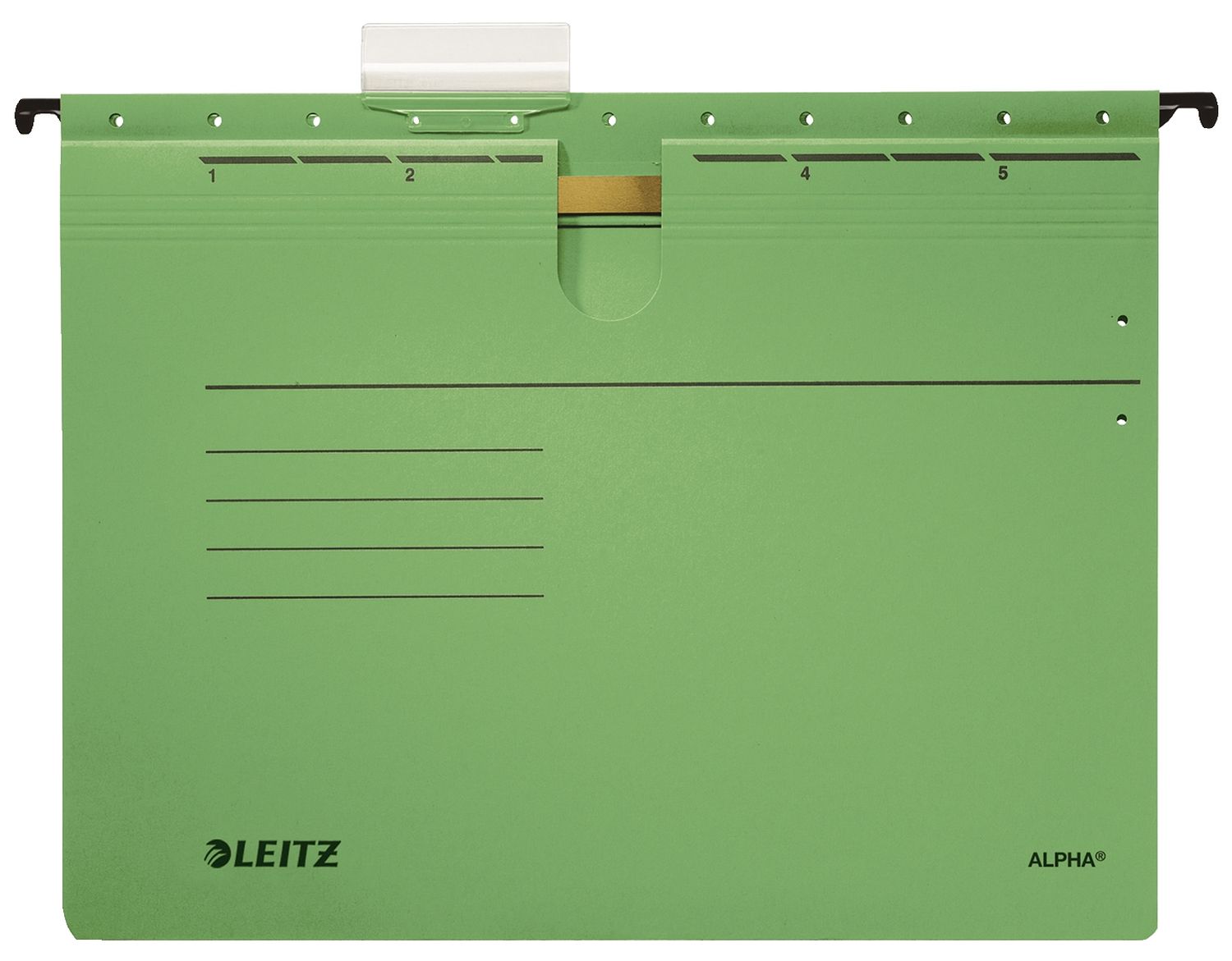 Hängehefter Leitz ALPHA® 1984-00-55, DIN A4 mit Innentasche, kaufmännische Heftung, Pendarec-Karton 275g, grün, 1 Stück