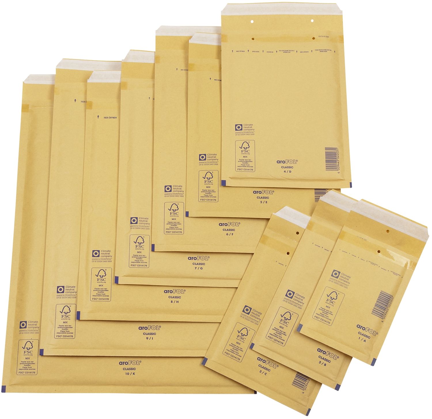 Luftpolstertaschen CD, 180x165 mm, braun, 10 Stück