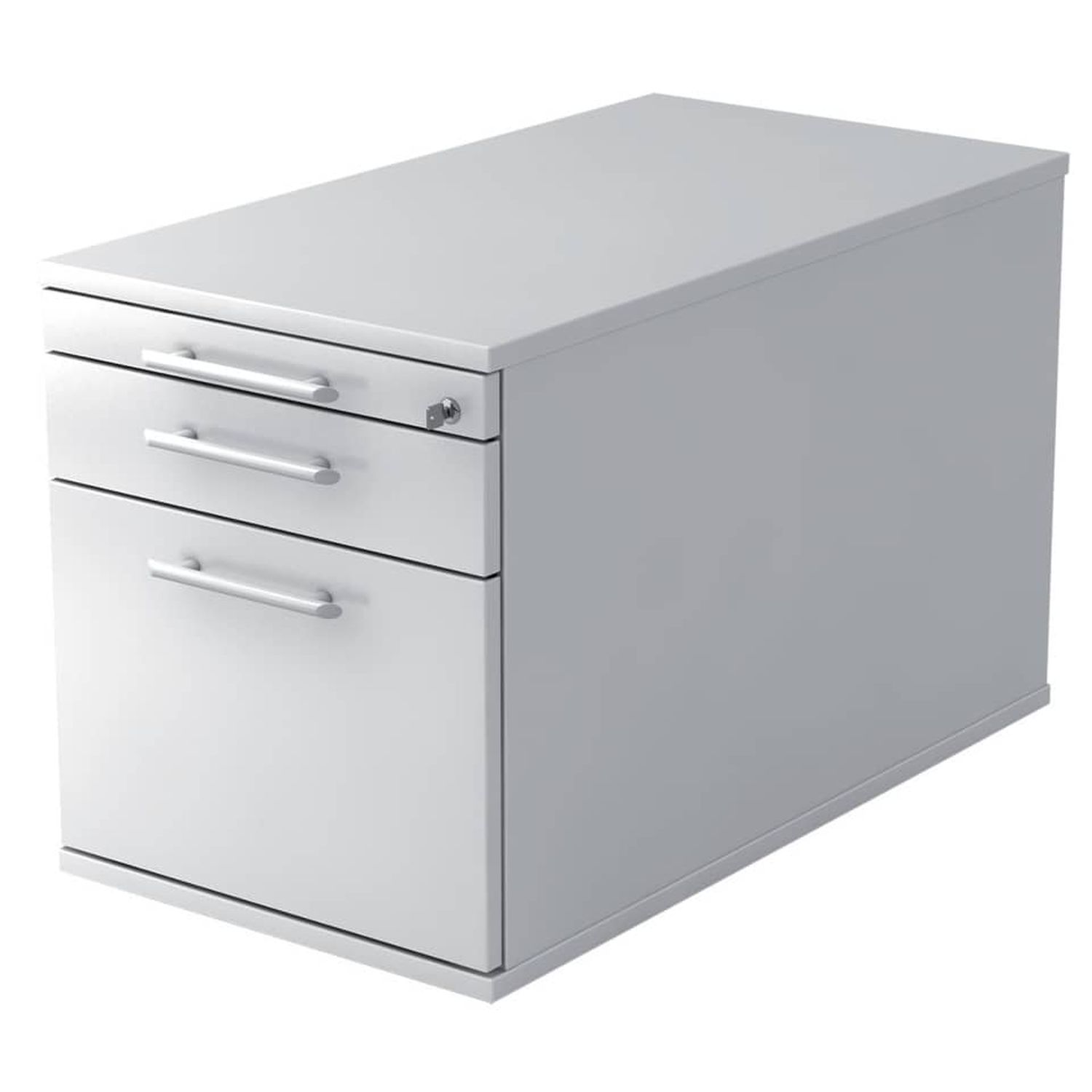 Rollcontainer - 42,8 x 51,2 x 80 cm, 1 Schub, Hängeregistratur, Relinggriff, Weiß