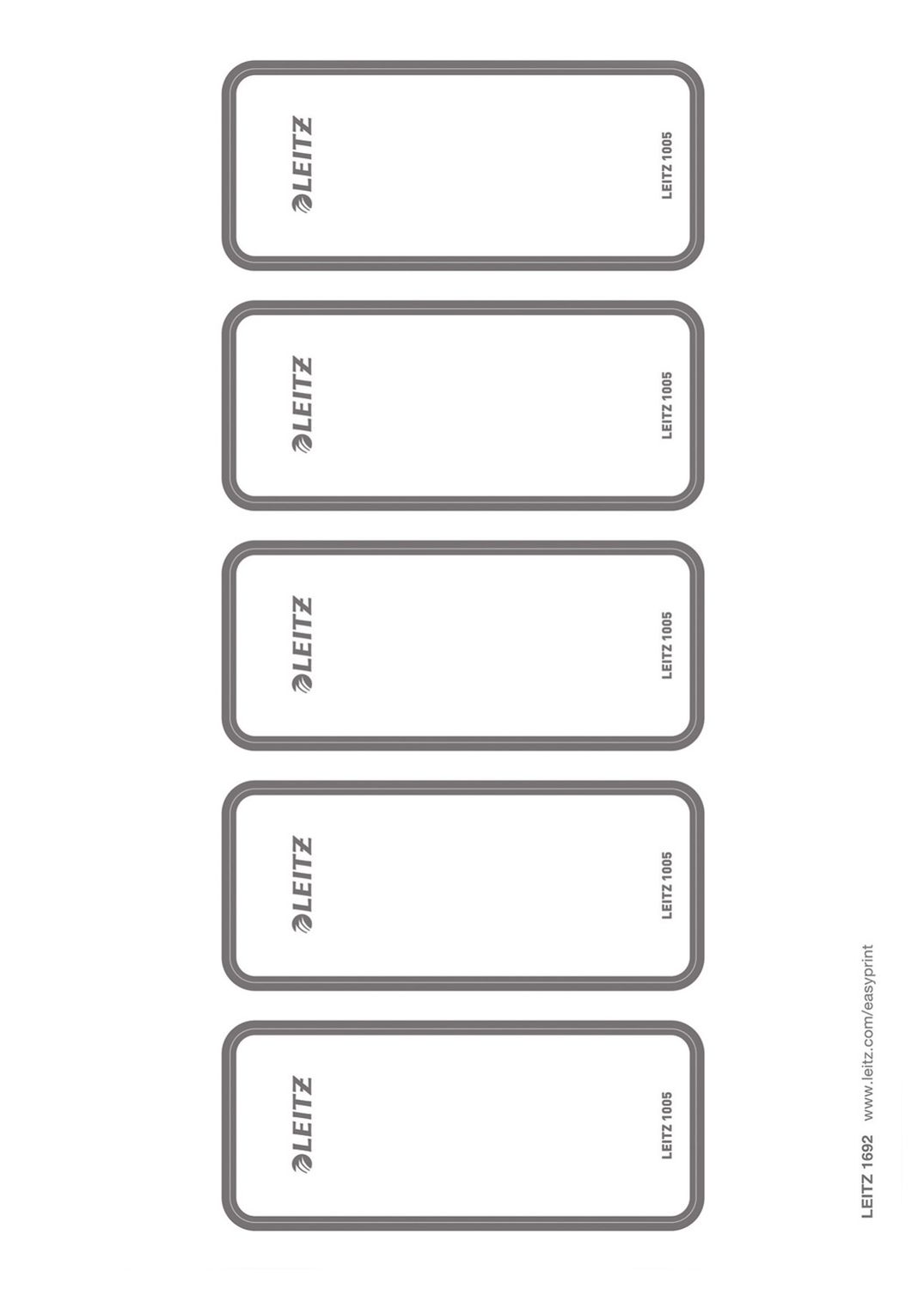 Rückenschilder Leitz WOW 1692-00-85, PC-beschriftbar, breit/kurz 45 x 111 mm, 50 Stück, grau