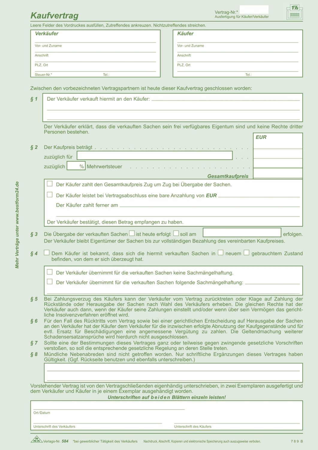 Universal-Kaufvertrag - SD, 1 x 2 Blatt, DIN A4, 10 Stück