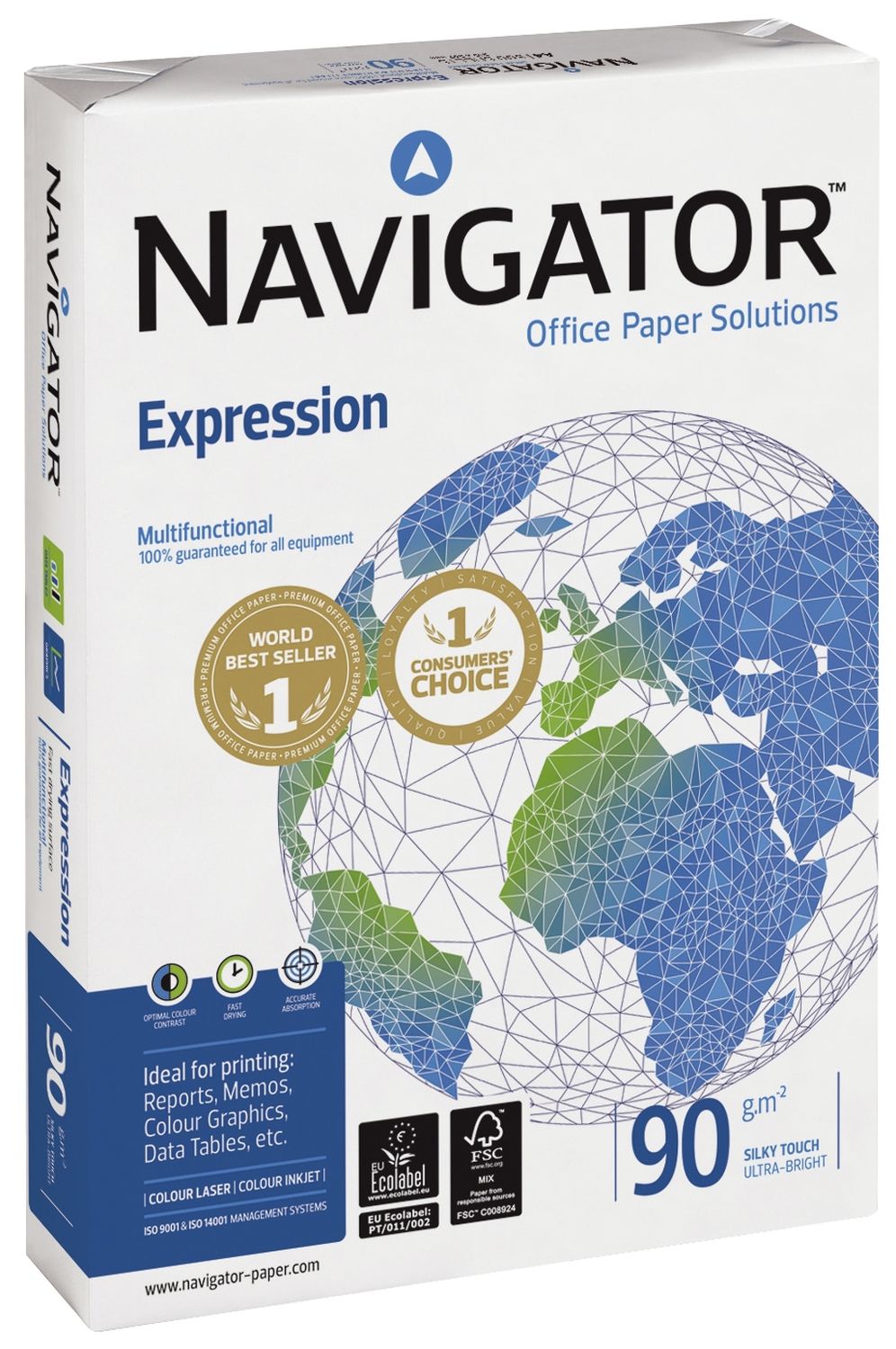 Kopierpapier Navigator Expression 82427A90S, DIN A4, 90 g/qm, weiß, 500 Blatt