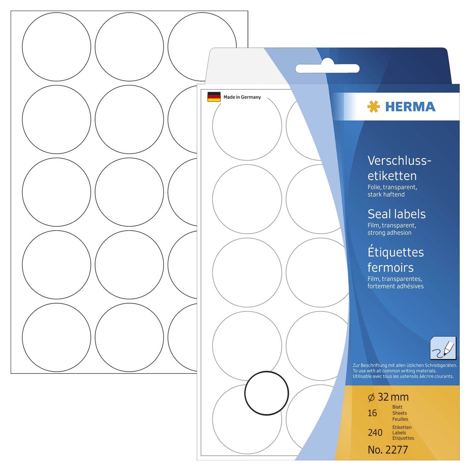 2277 Verschlussetiketten - Ø 32 mm, rund, transparent, extrem stark haftend, Folie, matt, 240 Stück 2277 Verschlussetiketten - Ø 32 mm, rund, transparent, extrem stark haftend, Folie, matt, 240 Stück