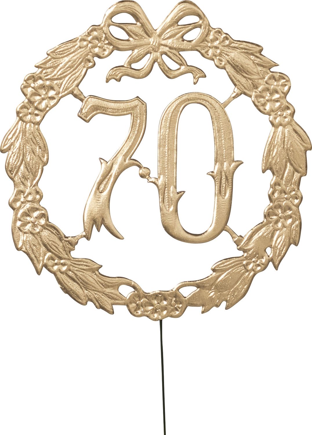 Jubiläumszahl 70 - Ø 13 cm, Draht, gold Jubiläumszahl 70 - Ø 13 cm, Draht, gold