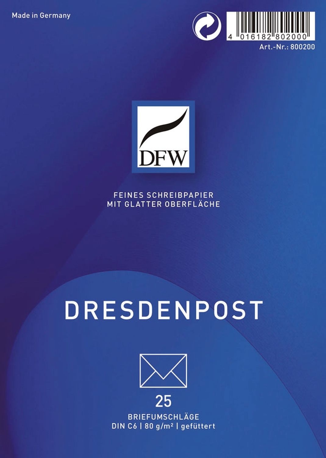 Briefumschläge DresdenPost DFW 800200, DIN C6, gefüttert, 80 g/qm, 25 Stück