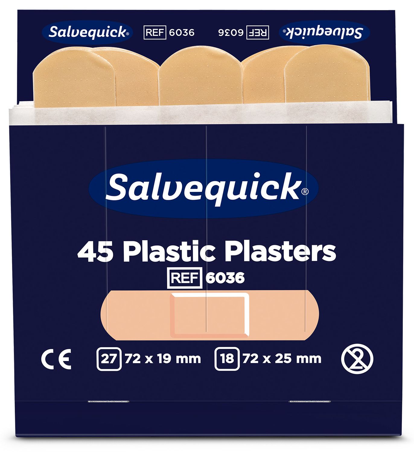 Pflaster-Strips Salvequick 6036, 6 x 45 Stück, wasserabweisend Plastic