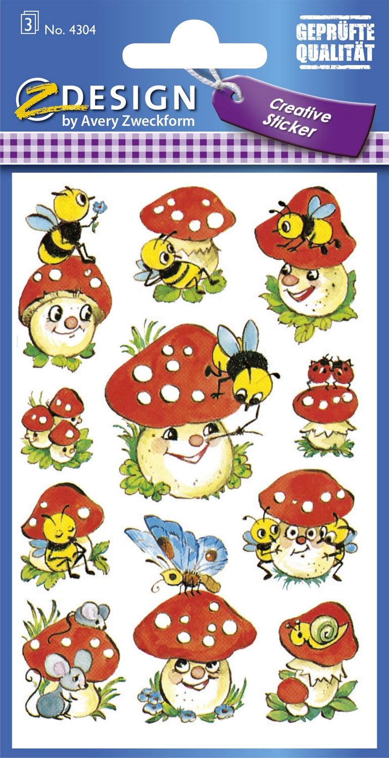Z-Design 4304, Deko Sticker, Fliegenpilze, 3 Bogen/33 Sticker Z-Design 4304, Deko Sticker, Fliegenpilze, 3 Bogen/33 Sticker