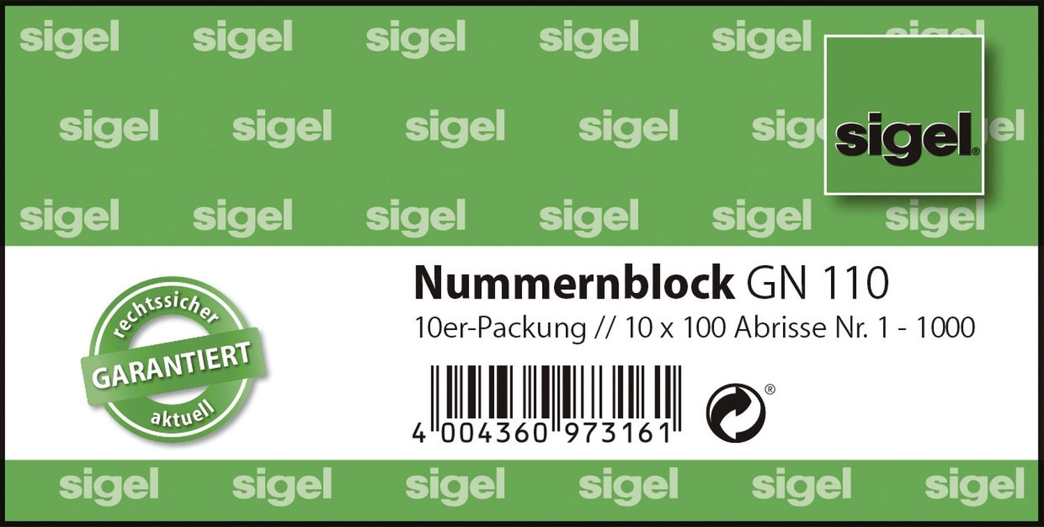 Nummernblock - 1-1000, 5 farbig sortiert, 105x50 mm, 10 x 100 Blatt Nummernblock - 1-1000, 5 farbig sortiert, 105x50 mm, 10 x 100 Blatt