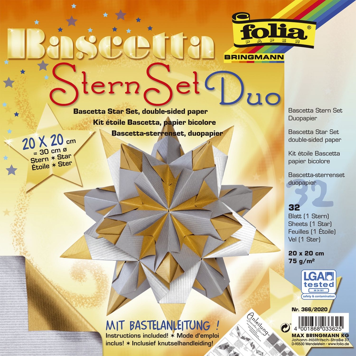 Bascetta Stern - silber/gold, Ø 30 cm Bascetta Stern - silber/gold, Ø 30 cm