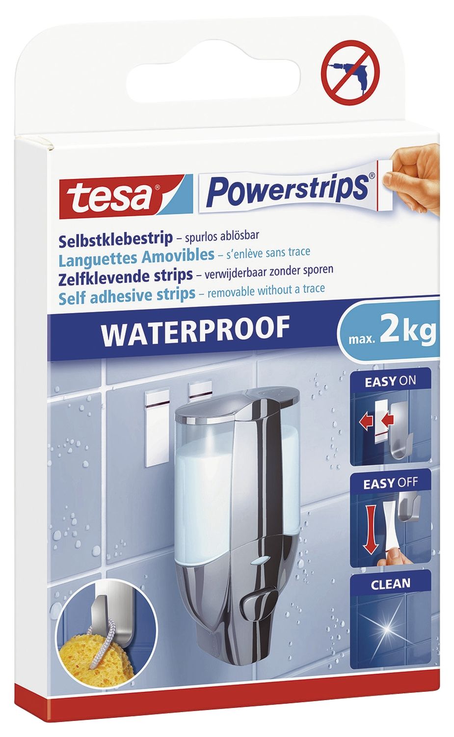 Powerstrips® Waterproof - ablösbar, Tragfähigkeit 2 kg, weiß Powerstrips® Waterproof - ablösbar, Tragfähigkeit 2 kg, weiß