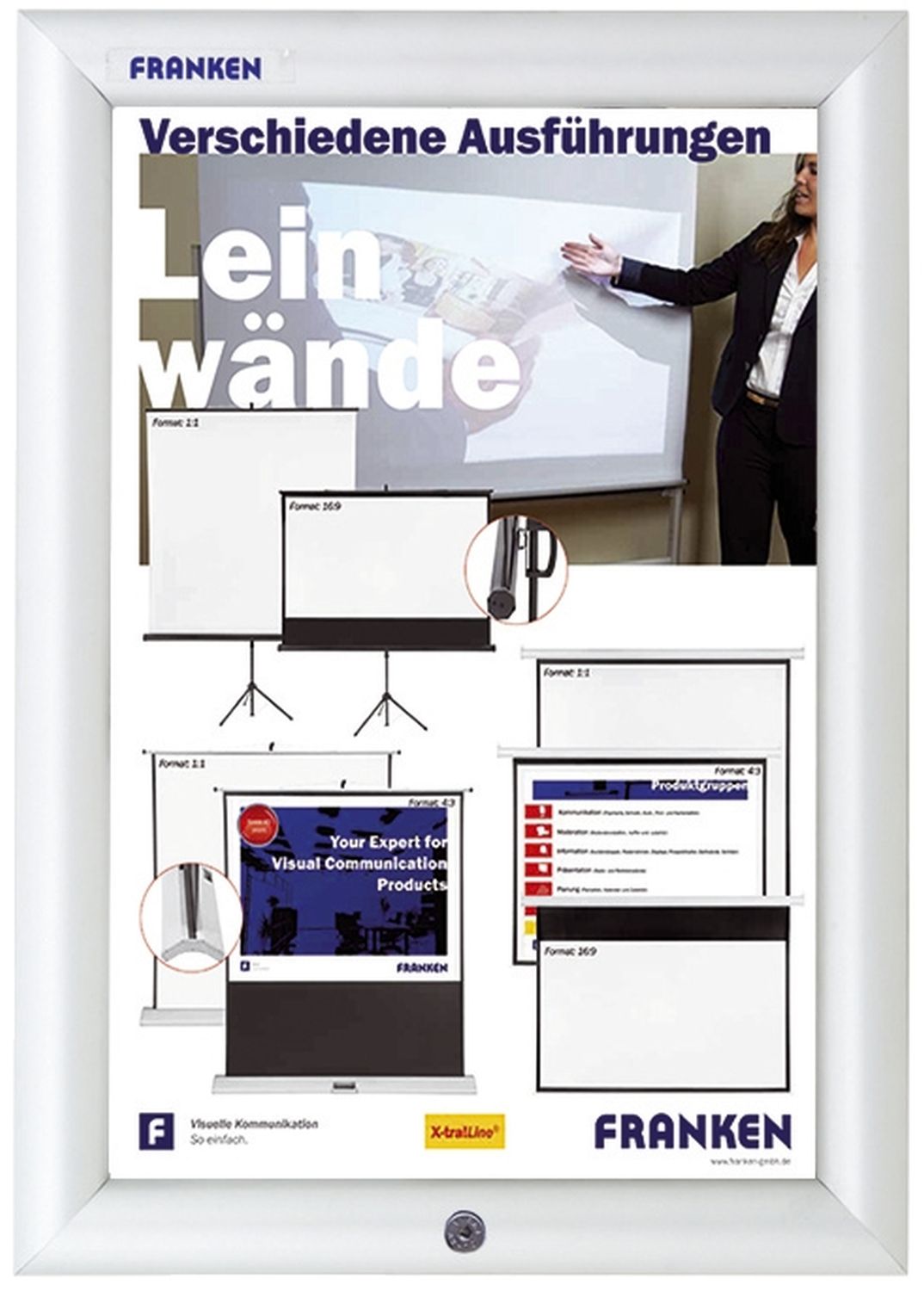 Franken Schaukasten Wechselrahmen Security - für A4, silber