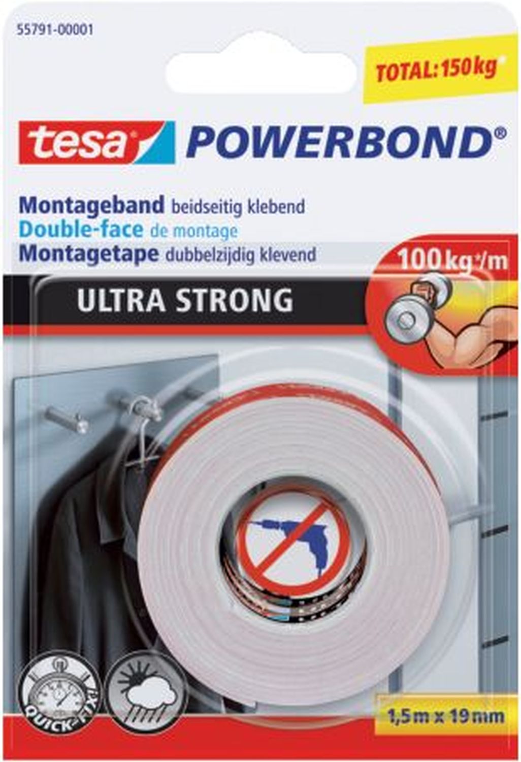 Montageband Powerbond® - 19 mm x 1,5 m, extra stark Montageband Powerbond® - 19 mm x 1,5 m, extra stark