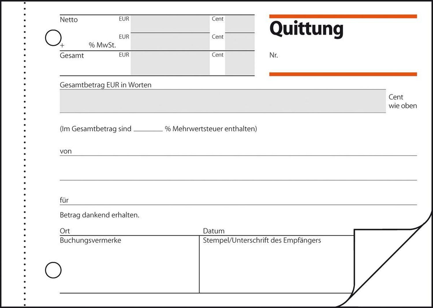 Quittungen mit Sicherheitsdruck - A6 quer, MP, BL, 2 x 50 Blatt Quittungen mit Sicherheitsdruck - A6 quer, MP, BL, 2 x 50 Blatt