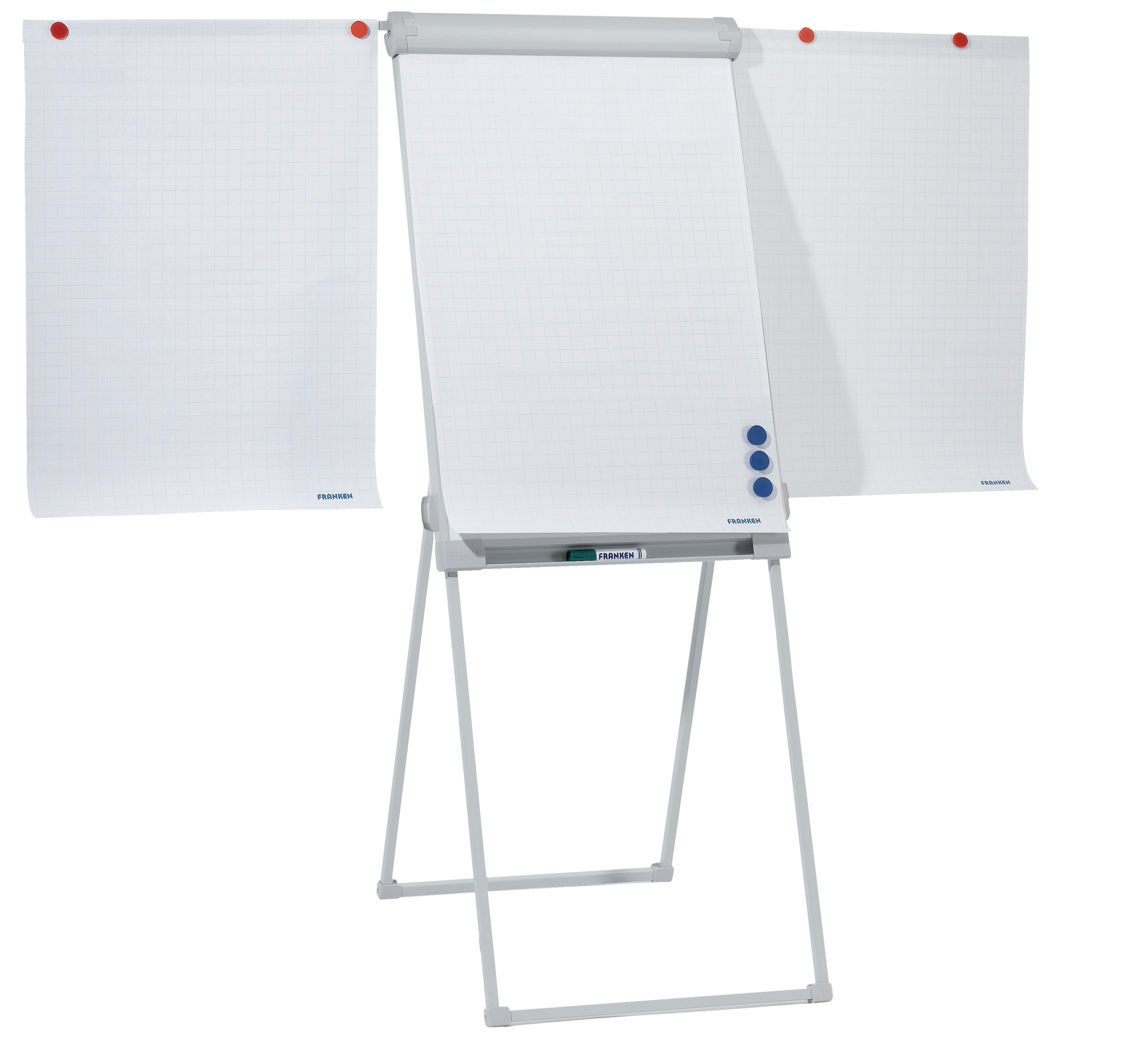 Flipchart Franken PRO Standard FC84, Vierbein, mit Seitenarmen, höhenverstellbar, 67 x 95 cm