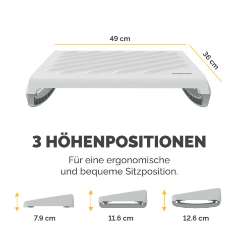 Fußstütze Fellows Breyta 100016563, 3-fach höhenverstellbar, stufenlos winkelverstellbar 0 - 18 Grad, weiß