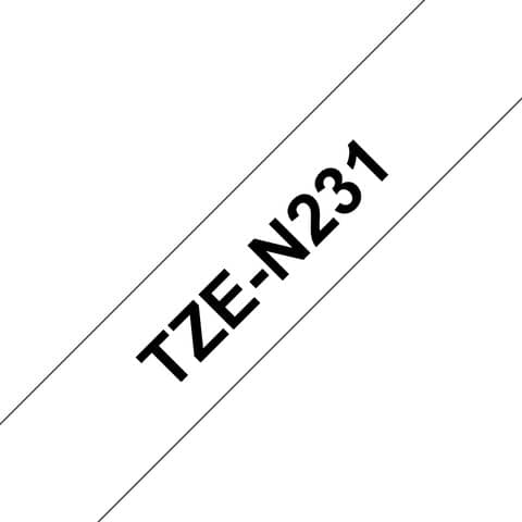 Schriftband brother TZe-N231 TZeN231, Kunststoffband NICHT laminiert, Breite 12 mm, Länge 8 m, schwarz auf weiß