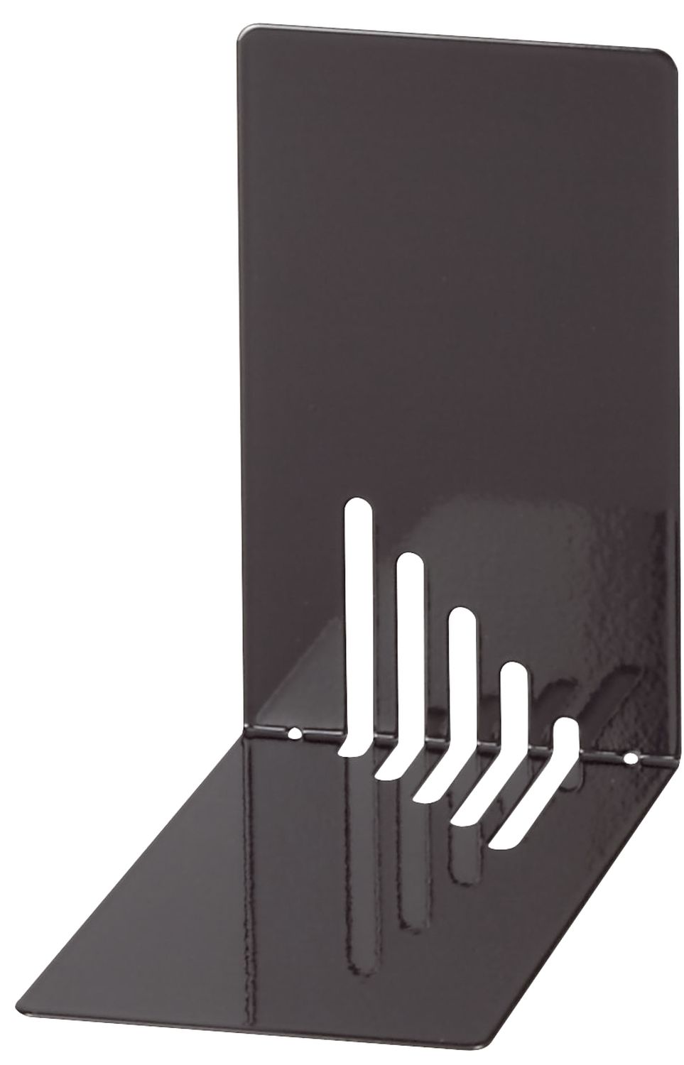 Buchstützen aus Metall, schmal, 85 x 140 x 140 mm, schwarz, Pack mit 2 Stück Buchstützen aus Metall, schmal, 85 x 140 x 140 mm, schwarz, Pack mit 2 Stück