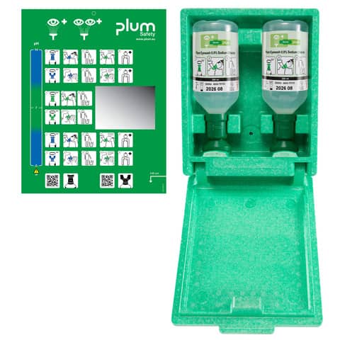 Augenspülung Plum Sterile 44023, Augenspülstation mit 2 x 500 ml NaCl und Wandbox