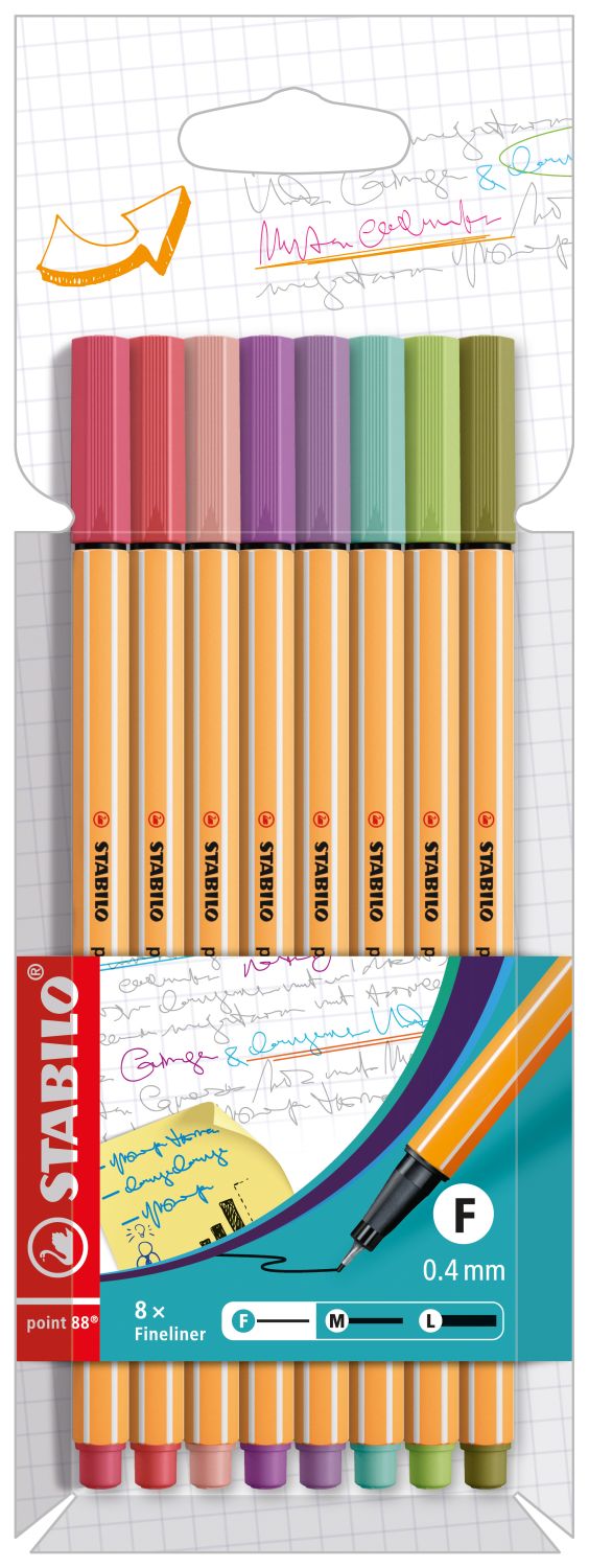 Fineliner - point 88 - 8er Pack - mit 8 verschiedenen Farben