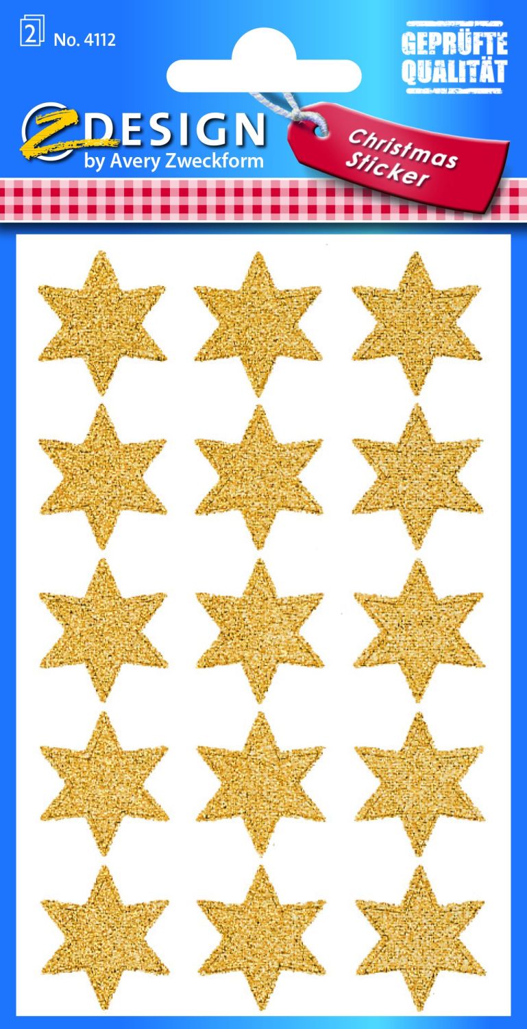 Z-Design 4112, Weihnachtssticker, Sterne, 2 Bogen/30 Sticker