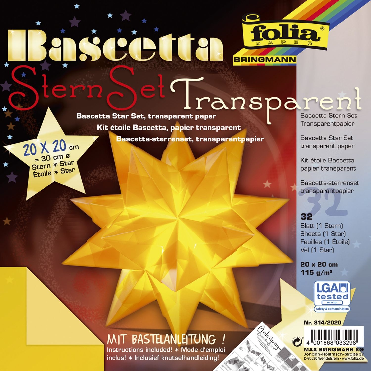 Bascetta Stern - gelb, transparent, Ø 30 cm Bascetta Stern - gelb, transparent, Ø 30 cm