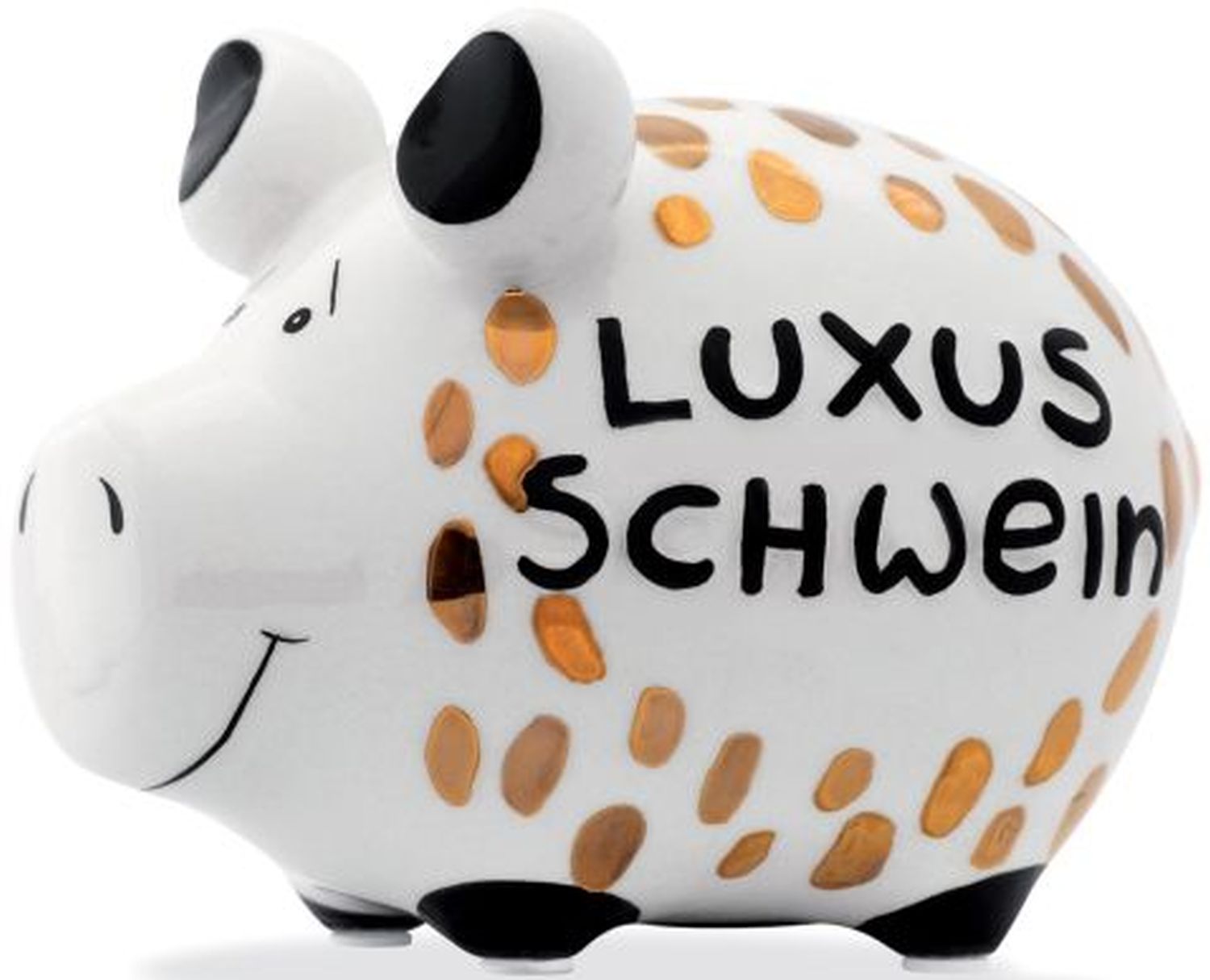 Spardose Schwein "Luxusschwein" - Keramik, Gold-Edition, klein