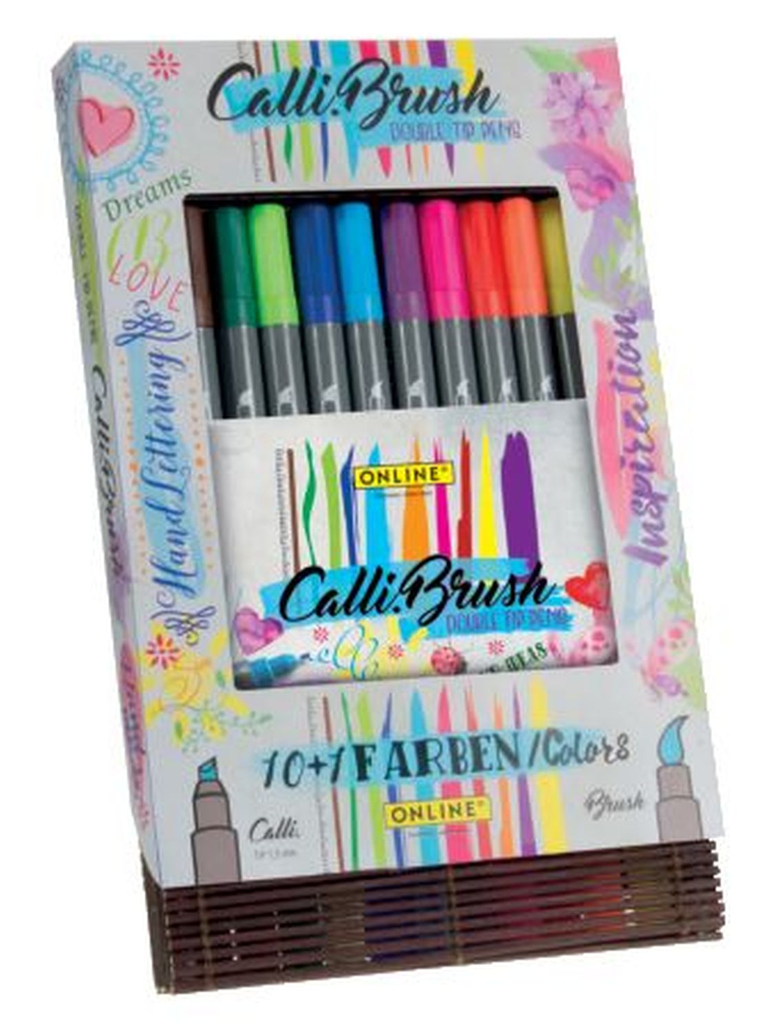Faserschreiber Calli.Brush Duo - intensiv Farben, 11 Stück sortiert, Bamboo-Etui Faserschreiber Calli.Brush Duo - intensiv Farben, 11 Stück sortiert, Bamboo-Etui