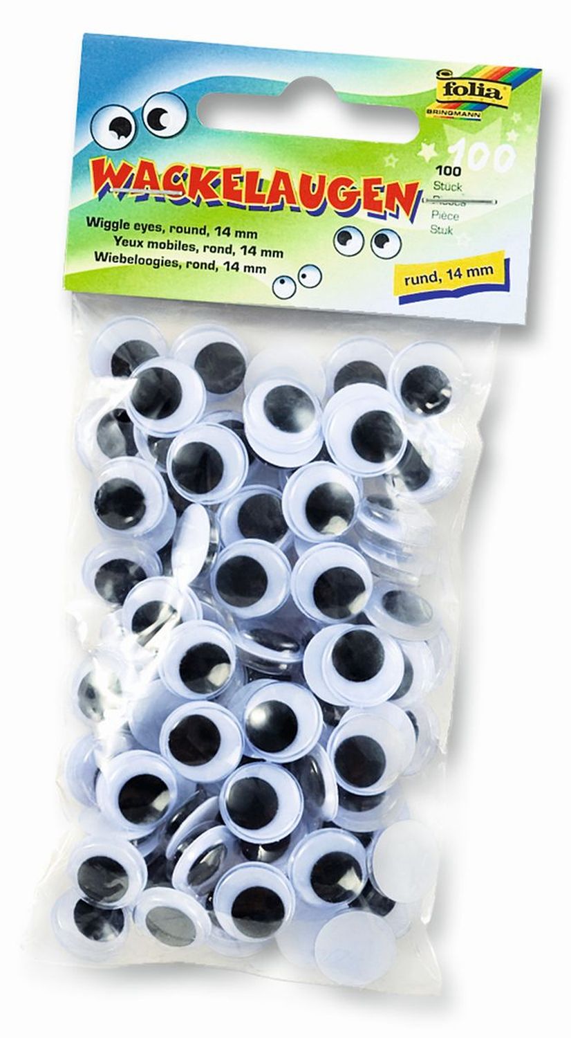 Wackelaugen Ø 14 mm, rund, 100 Stück Wackelaugen Ø 14 mm, rund, 100 Stück