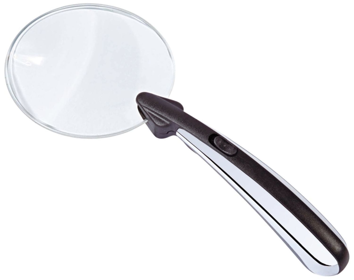 Rundlupe Ø 8 cm mit LED-Licht - 2,2-fach, rahmenlos, schwarz/chrom Rundlupe Ø 8 cm mit LED-Licht - 2,2-fach, rahmenlos, schwarz/chrom