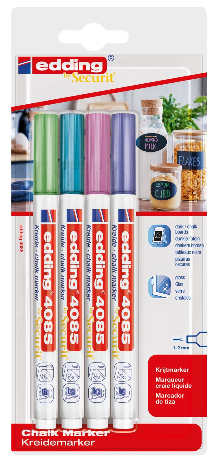 4085 Kreidemarker - 1 - 2 mm, 4er Bister, metallic sortiert 4085 Kreidemarker - 1 - 2 mm, 4er Bister, metallic sortiert