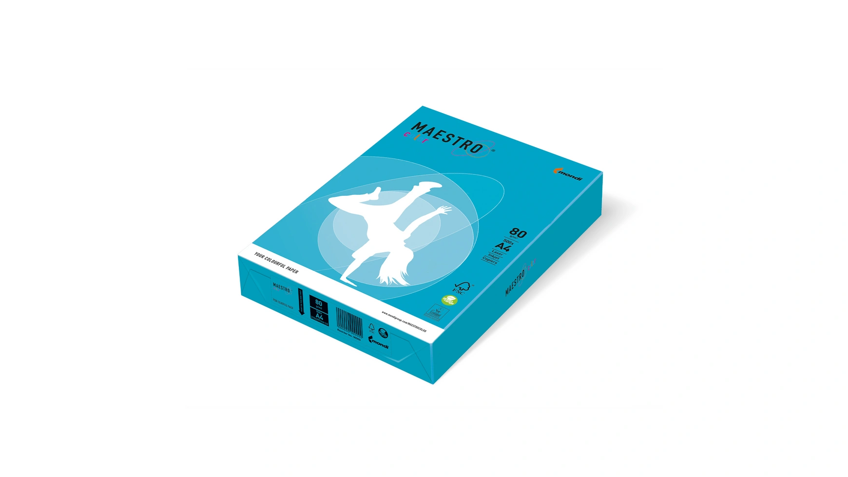 Kopierpapier mondi MAESTRO® Color 9417-AB48A12S, DIN A4, 120g/m², wasserblau, 250 Blatt