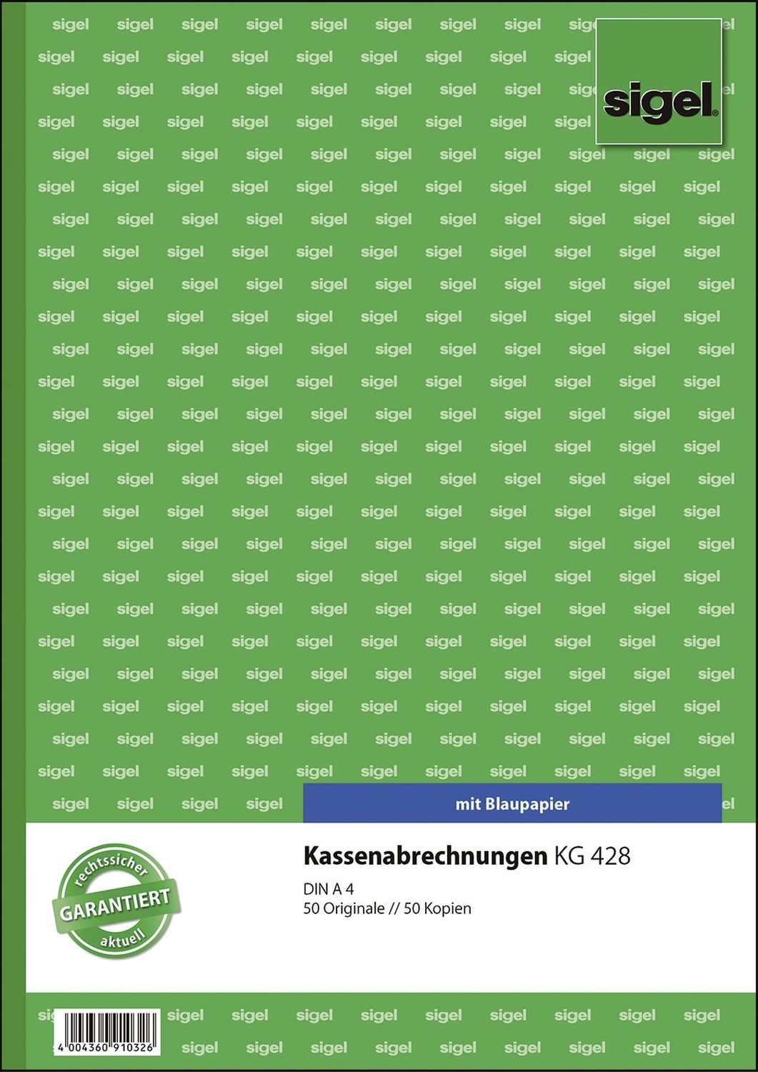 Kassenabrechnungen - A4, einfaches Satzbild, 1. und 2. Blatt bedruckt, 2 x 50 Blatt