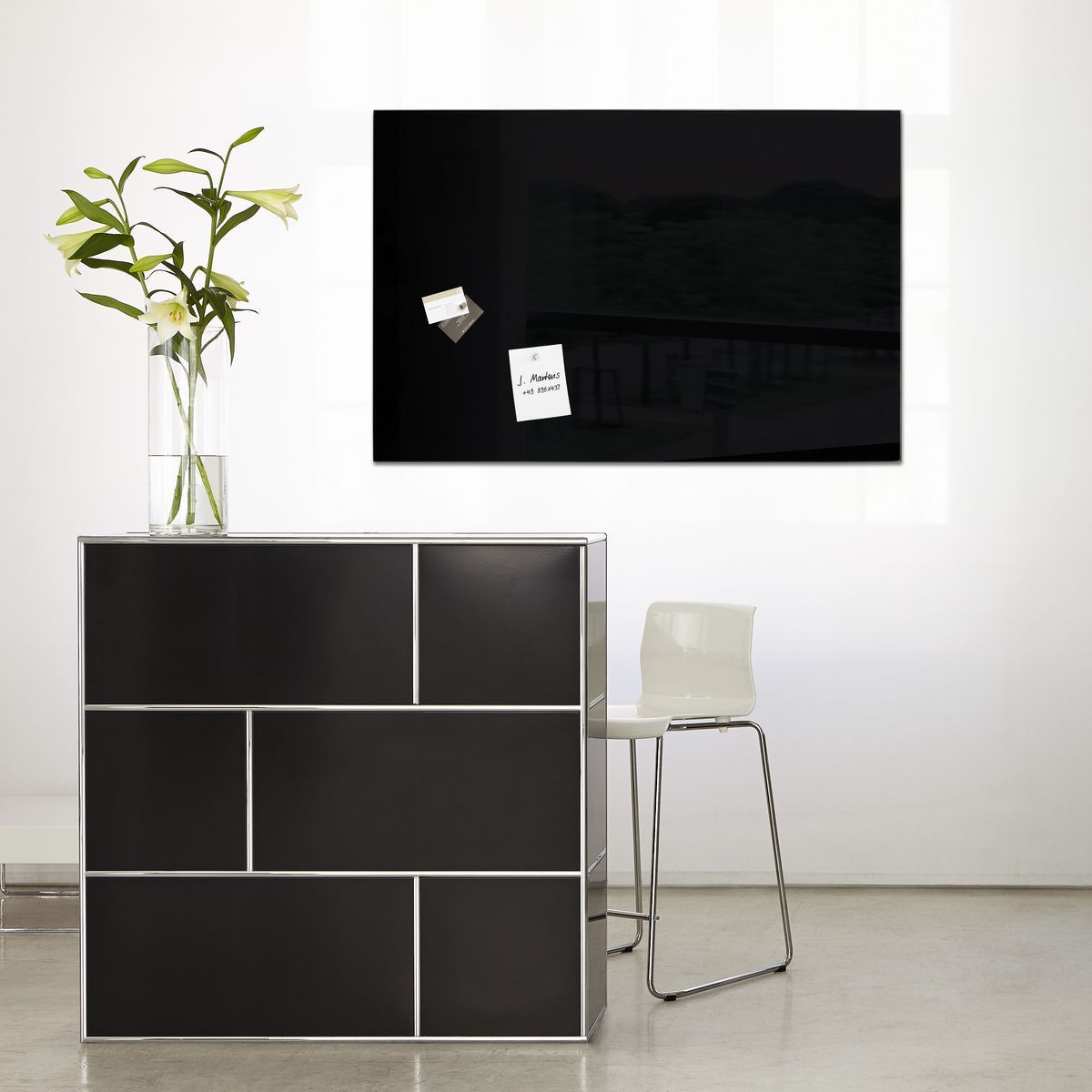 Glas-Magnetboard Artverum - schwarz, 78 x 48 cm Glas-Magnetboard Artverum - schwarz, 78 x 48 cm