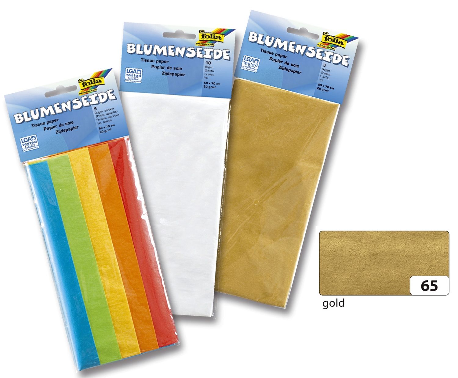 Blumenseide - 50 x 70 cm, 26 Bogen, gold Blumenseide - 50 x 70 cm, 26 Bogen, gold
