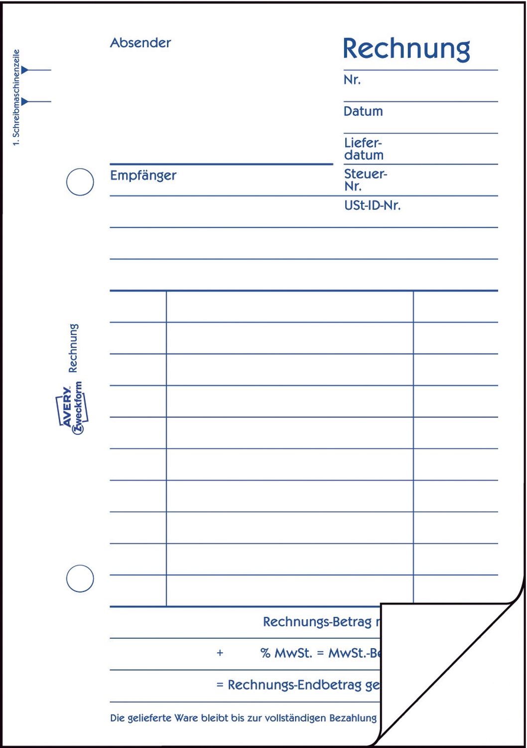 706 Rechnung, DIN A6, vorgelocht, 2 x 50 Blatt, weiß 706 Rechnung, DIN A6, vorgelocht, 2 x 50 Blatt, weiß