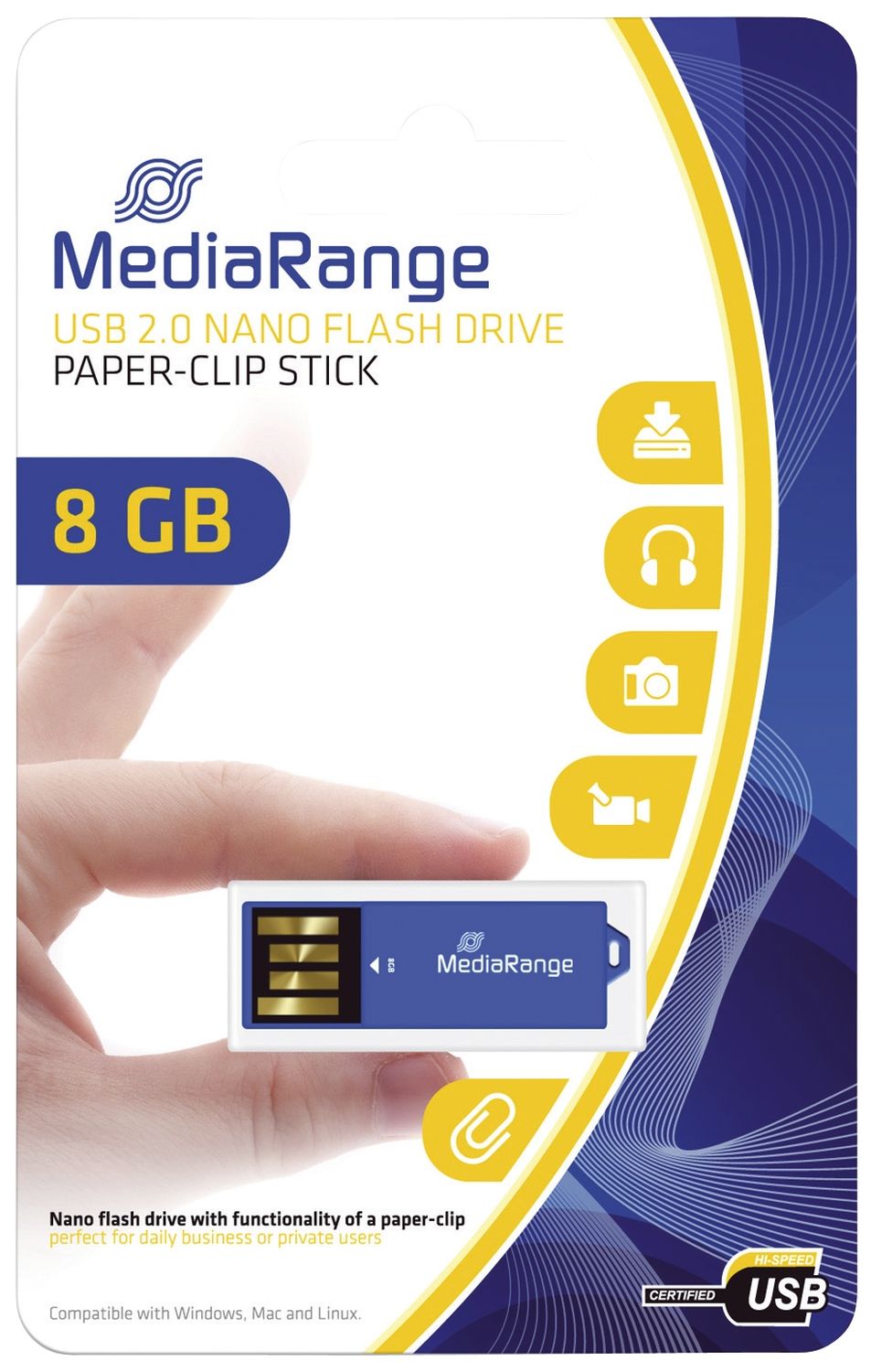 USB Nano-Speicherstick CLIP-ON - blau, 8GB USB Nano-Speicherstick CLIP-ON - blau, 8GB