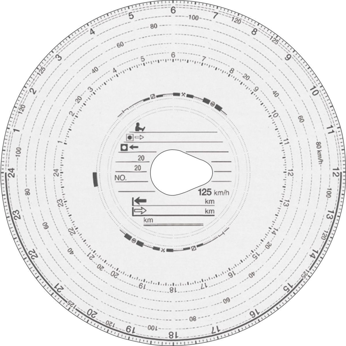 Original HAUG Diagrammscheiben 125 151 (125 km/h Automatik), 100 Stück