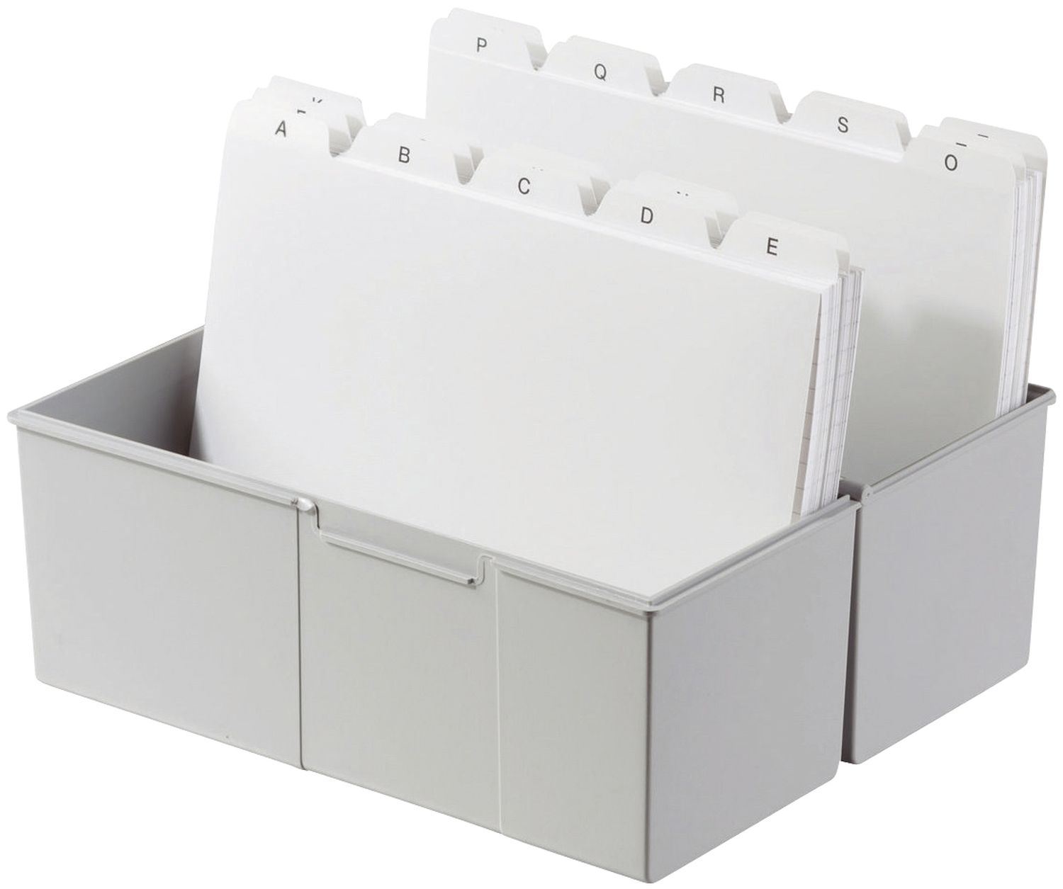 Karteibox DIN A7 quer - für 300 Karten mit Stahlscharnier, grau Karteibox DIN A7 quer - für 300 Karten mit Stahlscharnier, grau