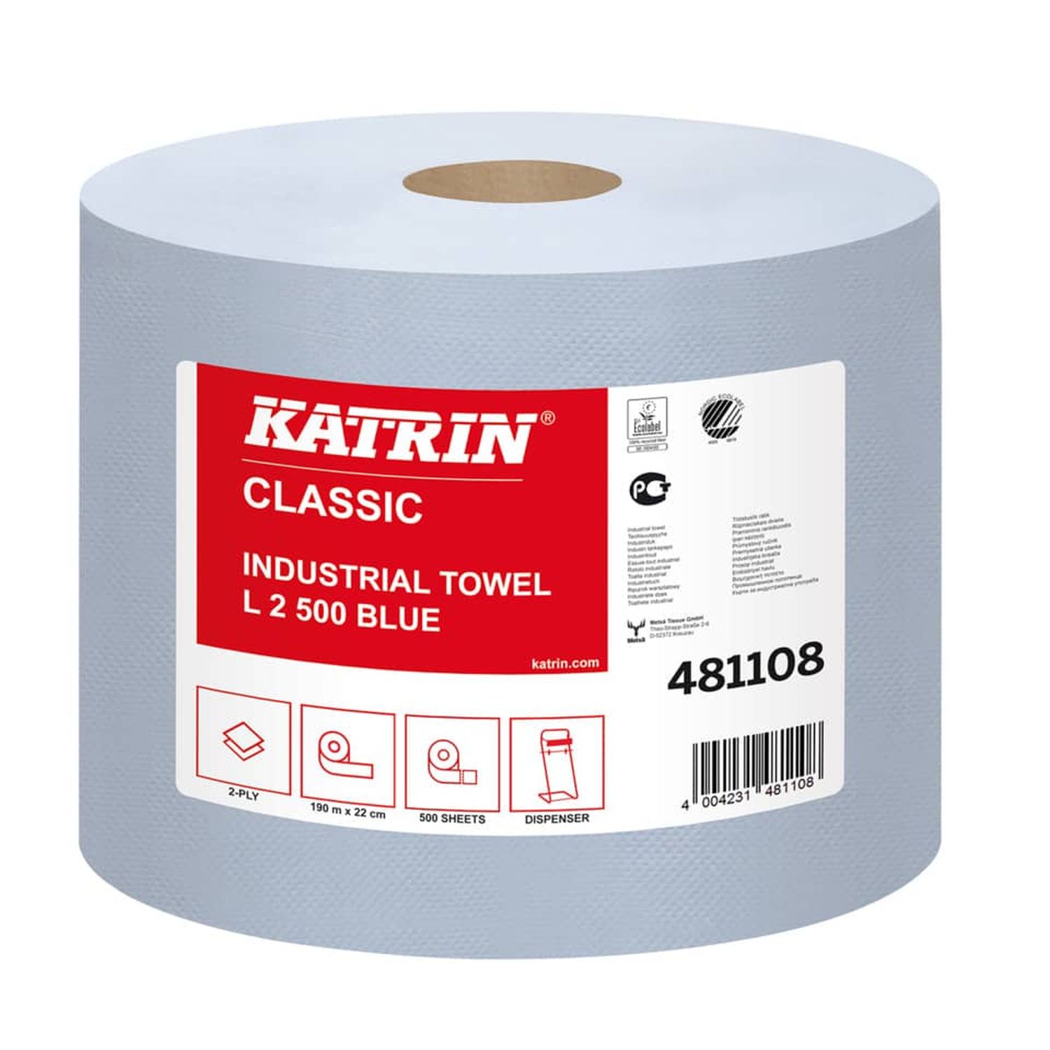 Wischtuch Classic Industrial L2 blau, 2-lagig, 2 x 190 m