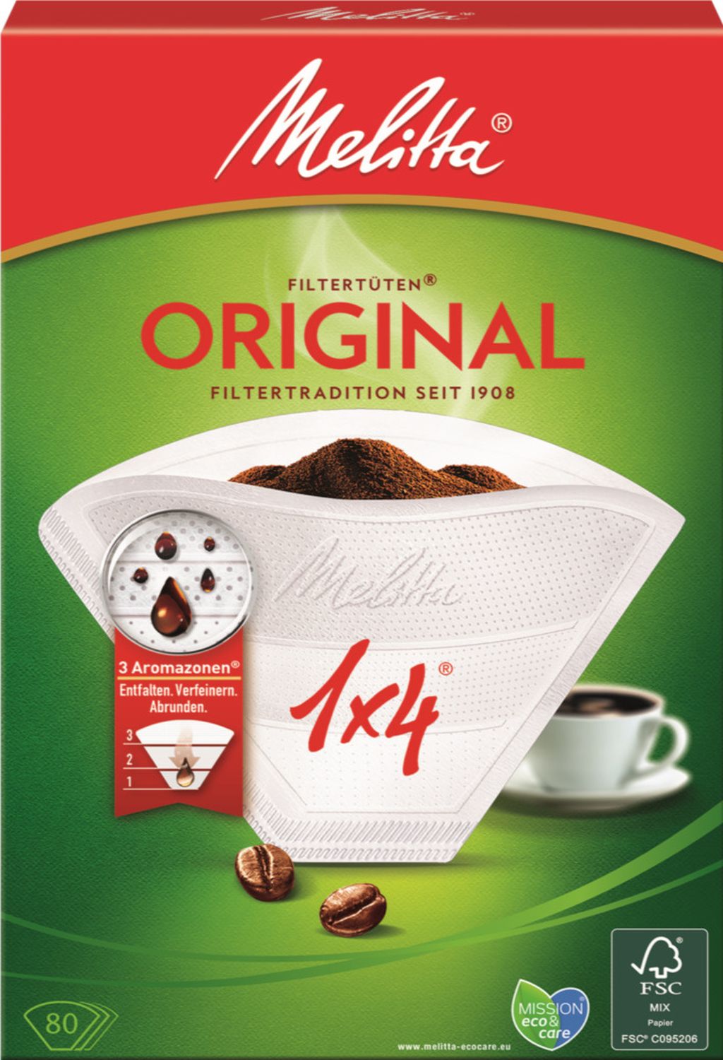 Kaffeefilter 1x4 - Aromapor 80 Stück, weiß Kaffeefilter 1x4 - Aromapor 80 Stück, weiß