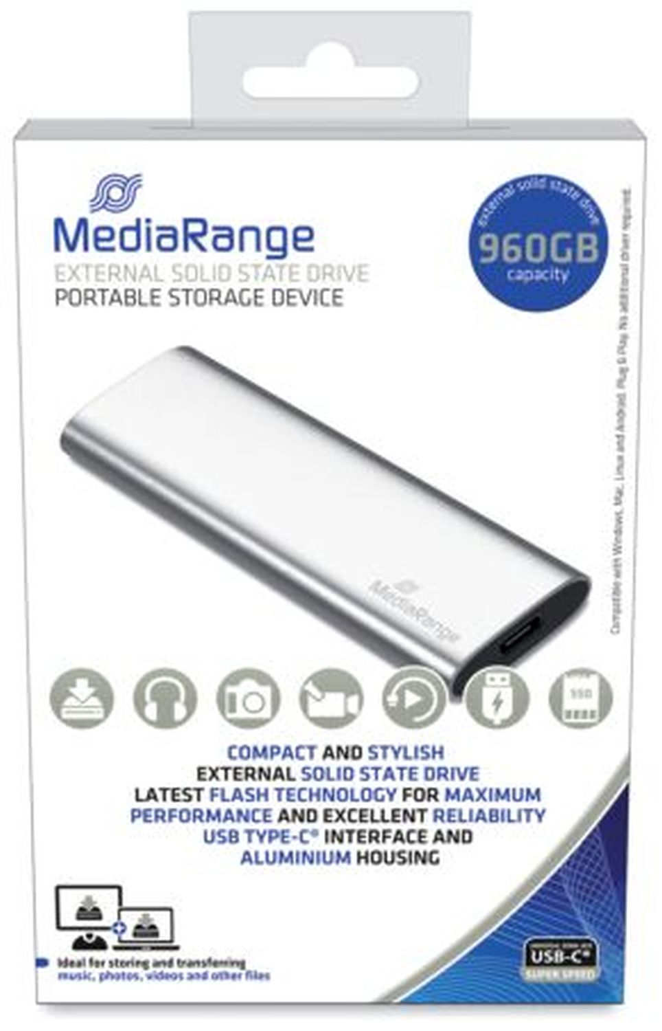 externes USB Type-C® Laufwerk SSD - 960 GB, silber externes USB Type-C® Laufwerk SSD - 960 GB, silber