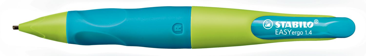 Ergonomischer Druck-Bleistift für Rechtshänder - EASYergo 1.4 in neonlimonengrün/aquamarin - Einzelstift - inklusive 3 dünner Minen - Härtegrad HB Ergonomischer Druck-Bleistift für Rechtshänder - EASYergo 1.4 in neonlimonengrün/aquamarin - Einzelstift - inklusive 3 dünner Minen - Härtegrad HB