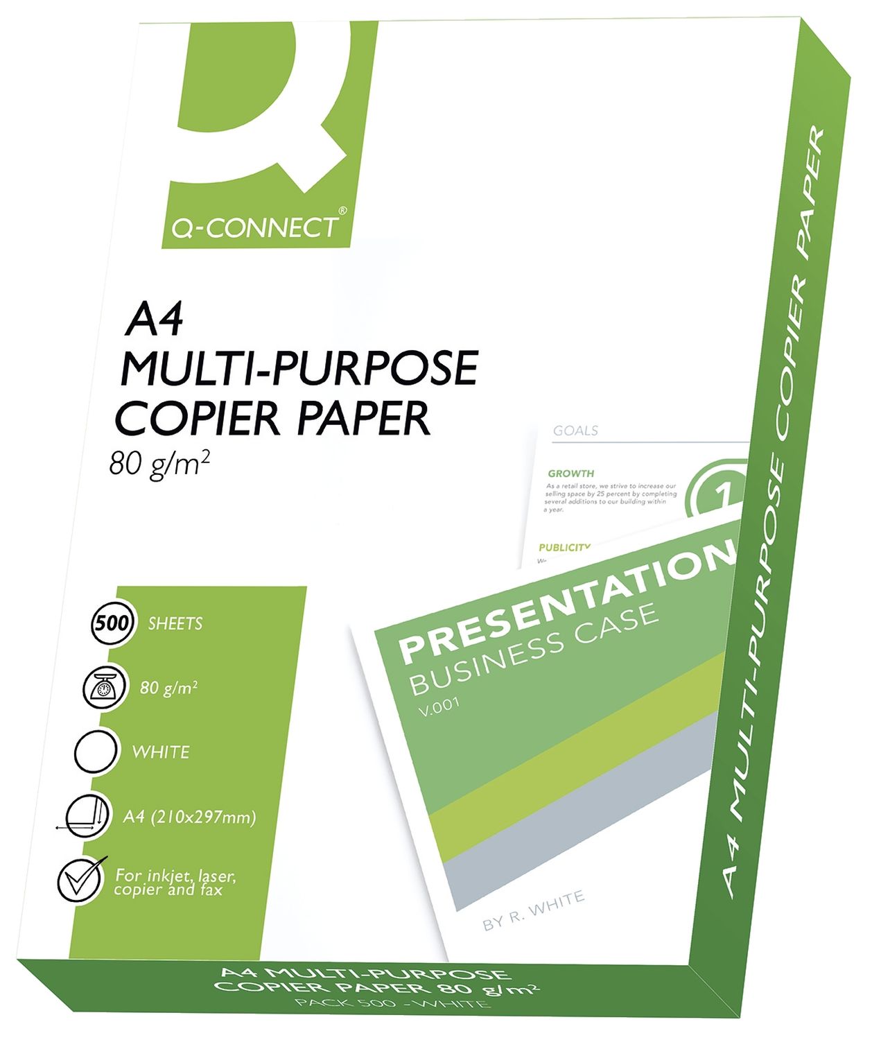 Kopierpapier ECF Q-Connect KF01087, DIN A4, 80 g/qm, weiß, 500 Blatt