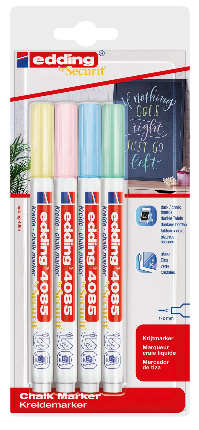 4085 Kreidemarker - 1 - 2 mm, 4er Bister, pastell sortiert 4085 Kreidemarker - 1 - 2 mm, 4er Bister, pastell sortiert