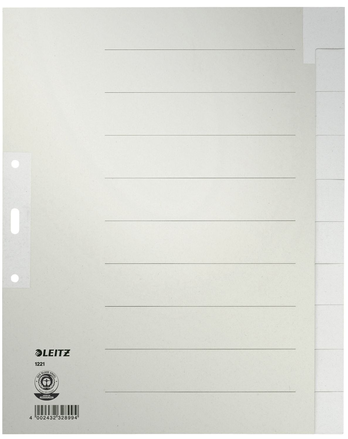 1221 Register - Tauenpapier, blanko, A4 Überbreite, 10 Blatt, grau 1221 Register - Tauenpapier, blanko, A4 Überbreite, 10 Blatt, grau
