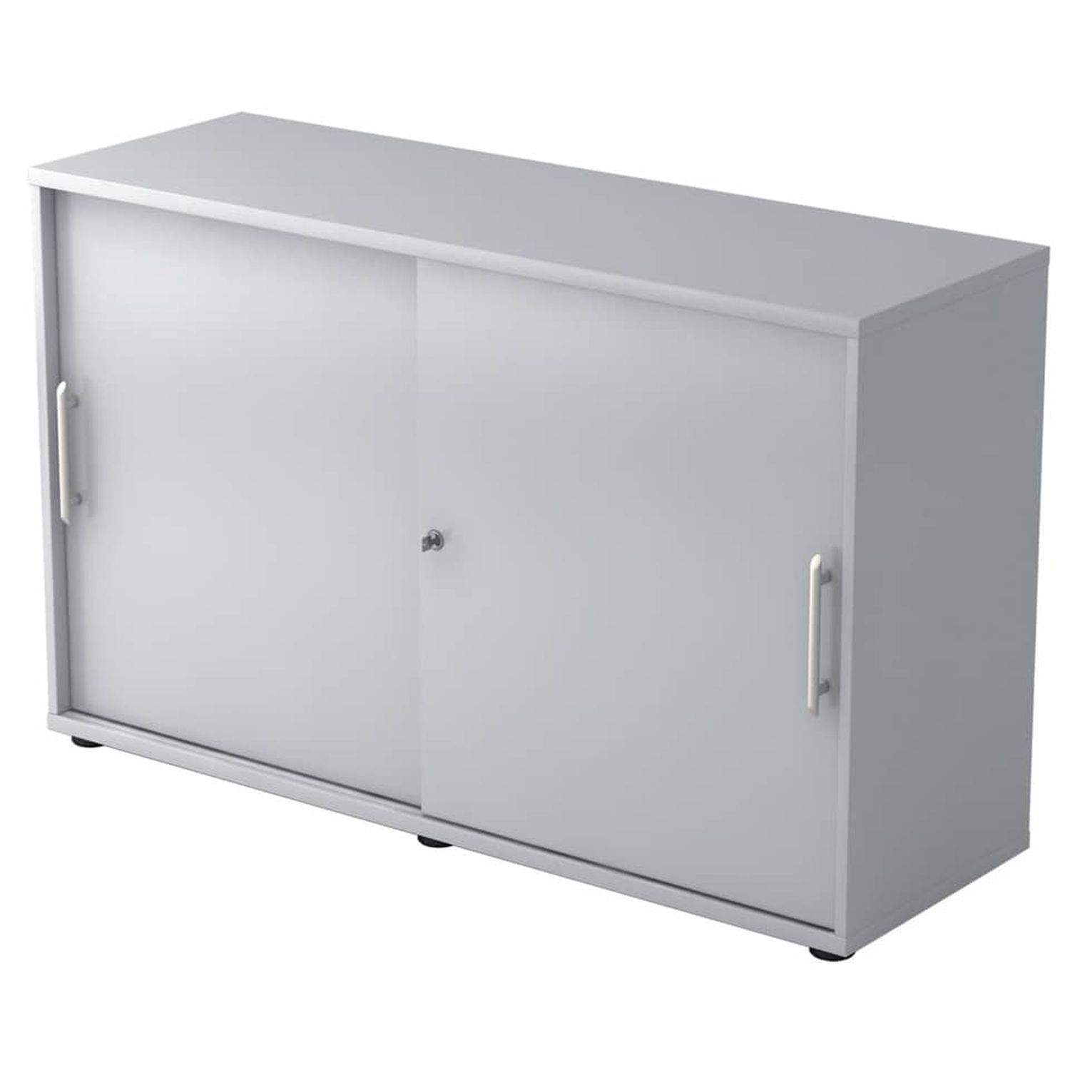 Schiebetürschrank - 2OH, 120 cm, Relinggriff, Grau/Grau, mit Montageservice