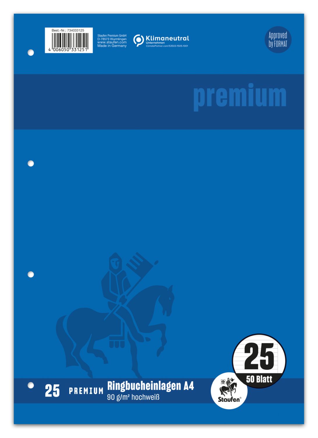 Ringbucheinlage PREMIUM LIN 25 - A4, 90 g/qm, 50 Blatt Ringbucheinlage PREMIUM LIN 25 - A4, 90 g/qm, 50 Blatt