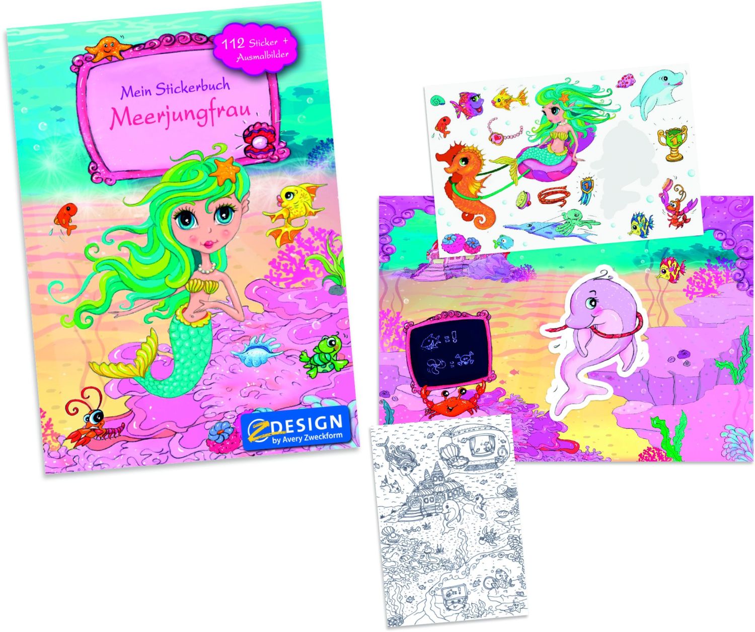 Z-Design 57796, Kinder Sticker Spielbuch A5, Meerjungfrau Z-Design 57796, Kinder Sticker Spielbuch A5, Meerjungfrau